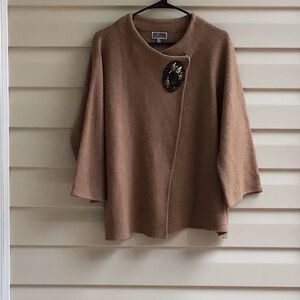 JM Collection Women’s 100% Wool Brown Shrug Poncho Size OX